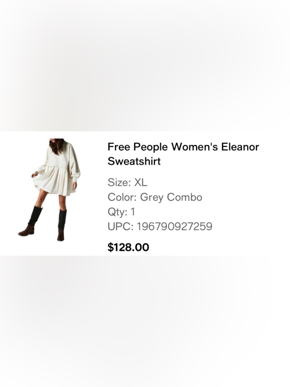 Free People women’s Eleanor Sweatshirt Dress